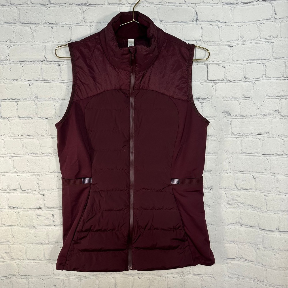Lululemon Down For It All Vest Burgundy Maroon Size 10 Running Puffer Pockets